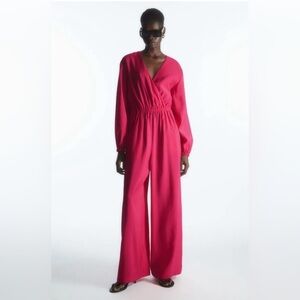 COS Open Back Wide Leg Jumpsuit Fuchsia Pink Size 4